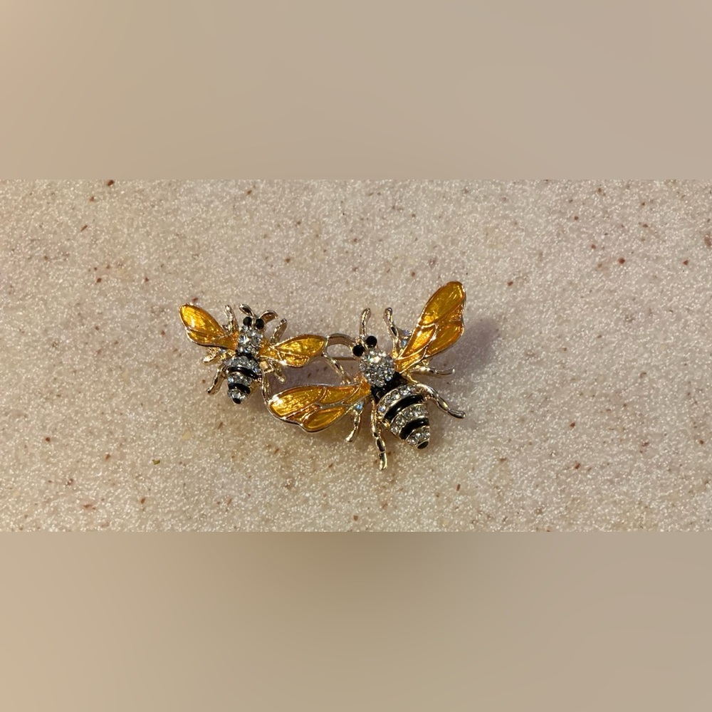Gold and Black Bee Brooch